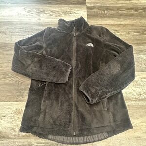 The North Face Osito Black Womens Medium Full Zip Spell Out Fuzzy Fleece Jacket